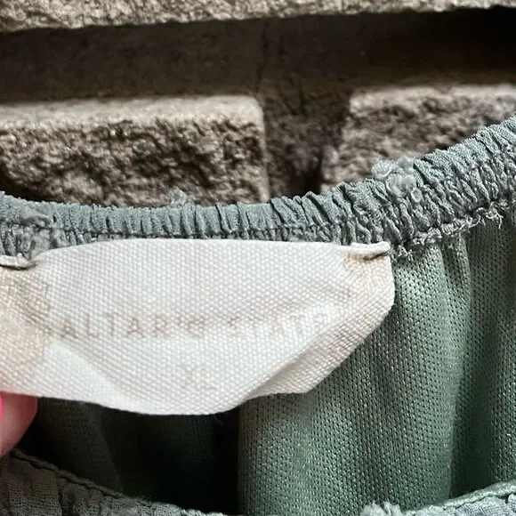 Altar’d State Haisley Layered Crossover Romper Sage Green Swiss Dot XL - Picture 6 of 14